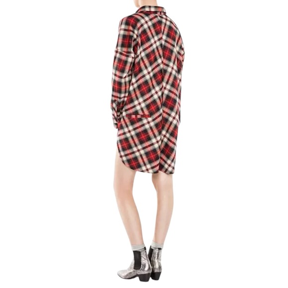 Maje Red Plaid Long Sleeve Shirt Dress - Picture 2 of 16